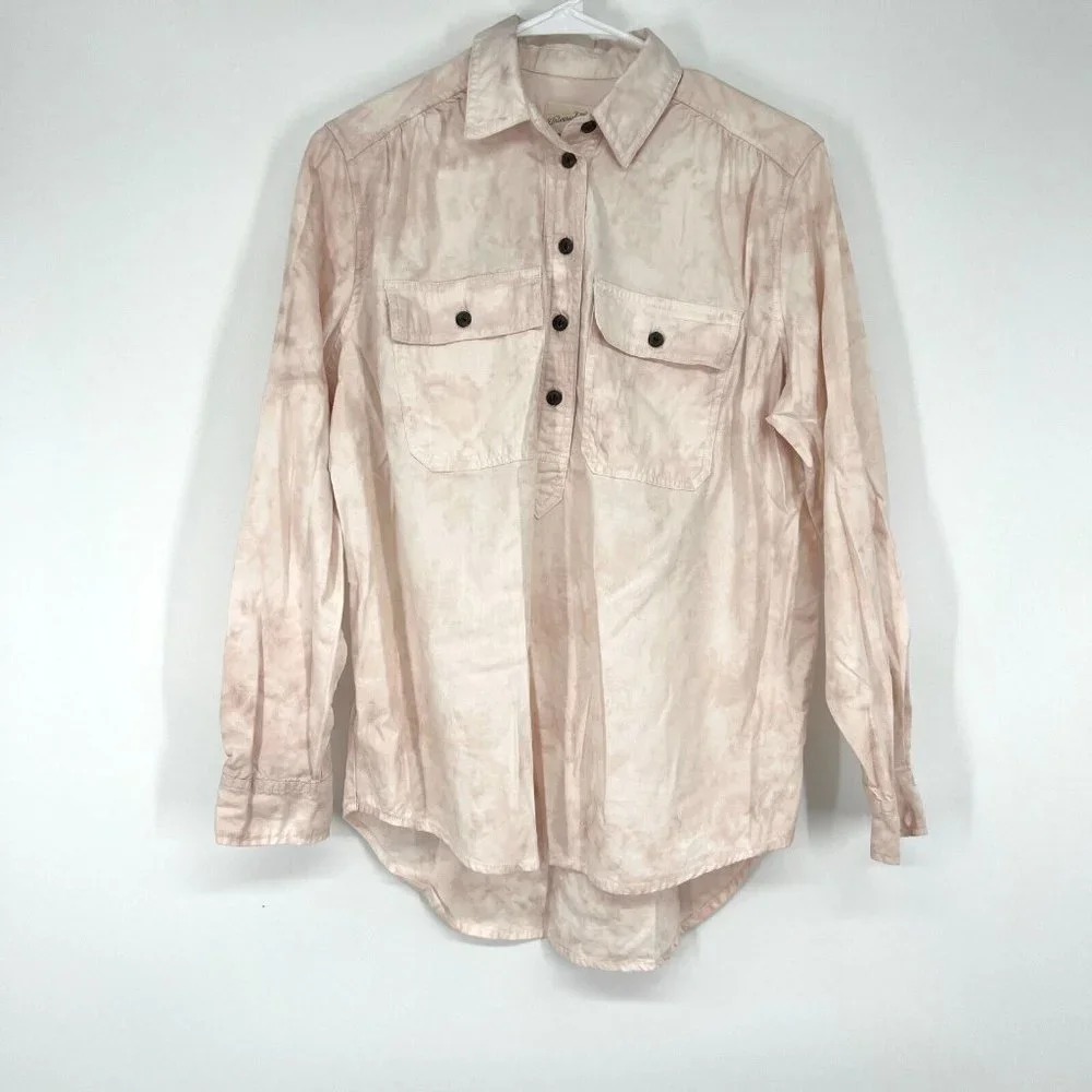 Universal Thread Shirt Pink Tie Dye Popover Button Down Long Sleeve - Picture 2 of 11
